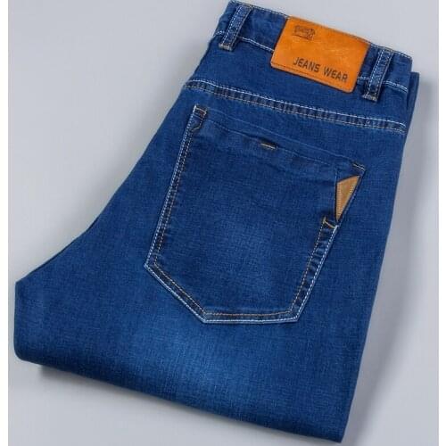 Classic Mens Business Fit Jeans 2020 Spring Summer New Style Fashion Stretch Denim Trousers Male Brand Blue Pants 28-40