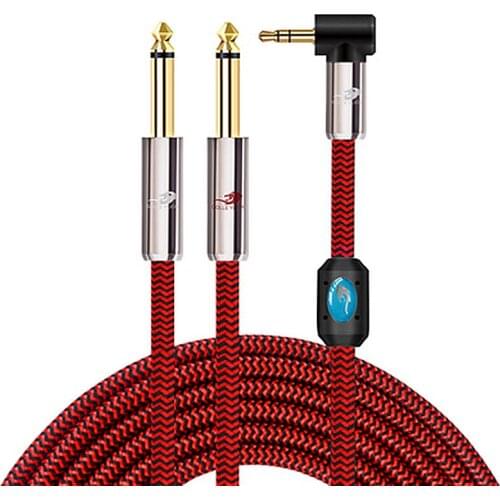 3.5mm Male to Dual 1/4 Inch Mono TS 6.35mm Male Audio Cable for Mixing Console Amplifier Home Stereo Systems Y Splitter Cord