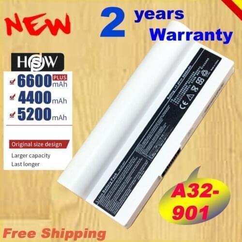 HSW Special New 6 cells laptop battery For ASUS Eee PC 1000HA 1000HD 1000 1000HE 1000H 904 901 904HD fast shipping