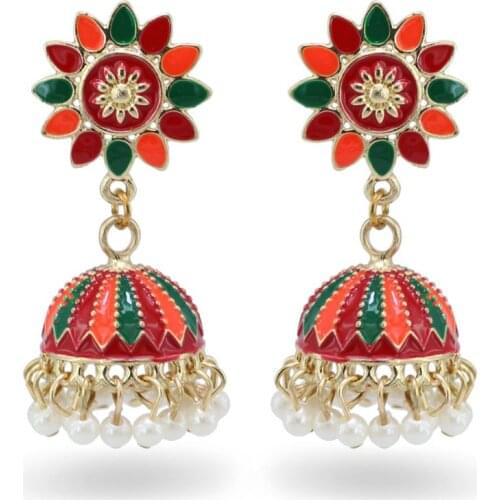 Indian palace Jhumka Earring for Women Bohemian Carved Flower Statement Earring Turkish Egypt Turkish Party Jewelry Gift