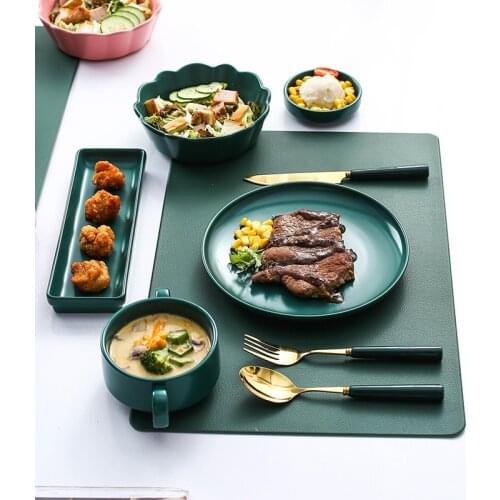 Exquisite Nordic Plate Sets Solid Color Square Dinner Steak Plate Sets Ceramic Dessert Borden Servies Kitchen Decoration DK50PS
