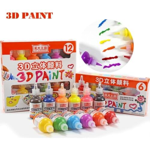 6/12Colors 3D Acrylic paint set for painting fabric paint for textile clothing glass Ceramic Graffiti wood Art supplies for kids