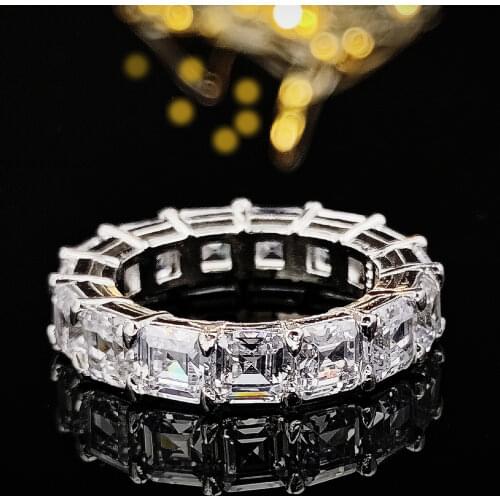 2021 New Trendy Princess Solid 925 Sterling Silver Eternity Band Ring for Women Lady Anniversary Gift Jewelry Bulk Sell R6353