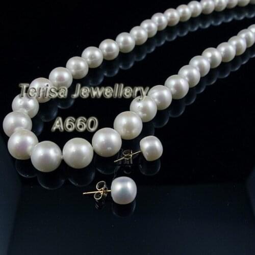 New Arriver Genuine Freshwater Pearl Necklace Natural Color Potato Round Pearl Jewelry AA 9-10mm 18 Inches