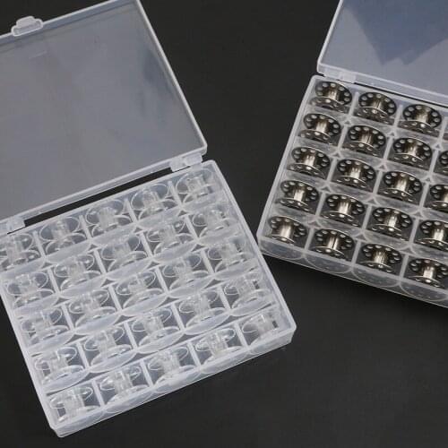 25Pcs/Set Empty Bobbins Sewing Machine Plastic Case Storage Box for Sewing Machine Spools with Thread Storage Case Sewing Tools