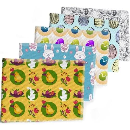 Printed Twill Fabric Easter Day Colorful Eggs Printed Polyester Cotton Patchwor Cloth 50*145cm