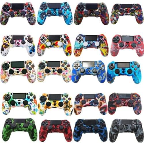 19 Colors Silicone Camo Protective Skin Case For Sony Dualshock 4 PS4 PS4 Pro Slim Controller Thumb Grips Joystick Caps