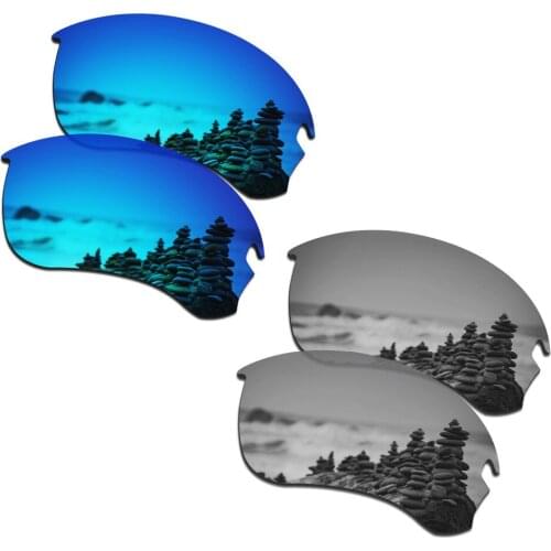 SmartVLT 2 Pairs Polarized Sunglasses Replacement Lenses for Oakley Flak Draft Ice Blue and Silver Titanium
