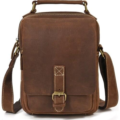 MAHEU Leather Shoulder Bag Crossbody Bag Genuine Leather Mens Crossbody Bags Crazy Horse leather Vintage Sling Bag