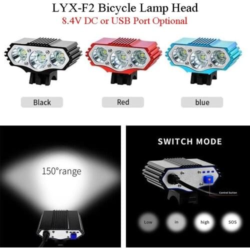XML T6 L2 Led Bicycle Light Head Cycle Riding Front Headlight MTB Bike Headlamp Torch Mountain Night Single Lighting Accessories