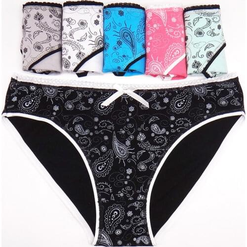 Womens Panties Cotton Sexy Female Underwear Low-waist Briefs Floral Print Underpants Kawaii Girls Ladies Lingerie 3 Pcs/lot