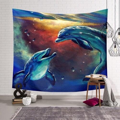 PLstar Cosmos Cute dolphin colorful animal Tapestry 3D Printing Tapestrying Rectangular Home Decor Wall Hanging New style-4