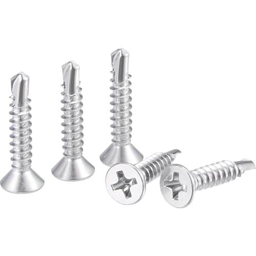 Uxcell Phillips Head Self Drilling Screws, #6 x 16mm 410 Stainless Steel Full Thread Sheet Metal Screw 100pcs