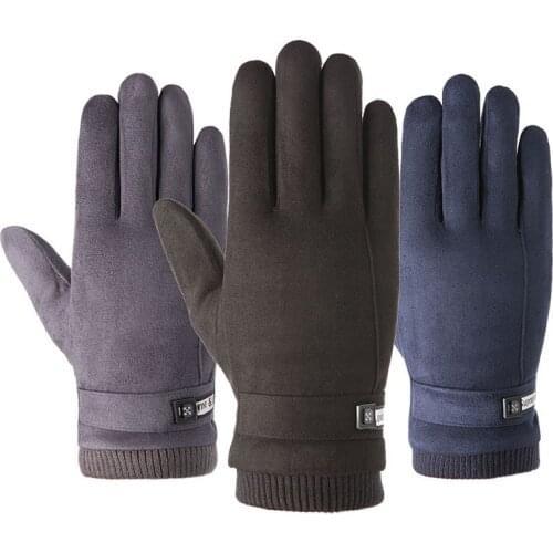 Windproof Mens Gloves Warm Autumn Winter Velvet Chamois Leather Touch Screen Camping Cycling Soft Women Gloves 2020 New Arrive