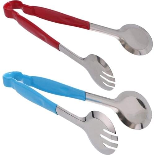 2PCS Plastic Handle Bread Clip Stainless Steel Food Clip Steak Clip Insulation Clip Kitchen Barbecue Clip Bun Clamp