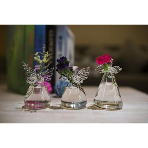 1PC New Cute Glass Angel Shape Flower Plant Stand Hanging Vase Hydroponic Home Office Wedding Decor OJ 2035
