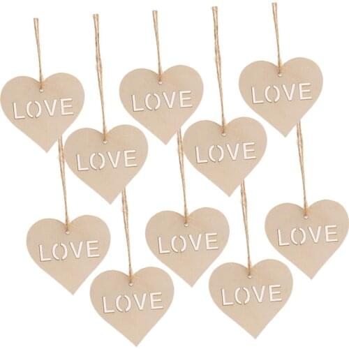 10 Pcs 1.3" Natural Heart Wood Slices, DIY Wooden Ornaments Unfinished Wooden