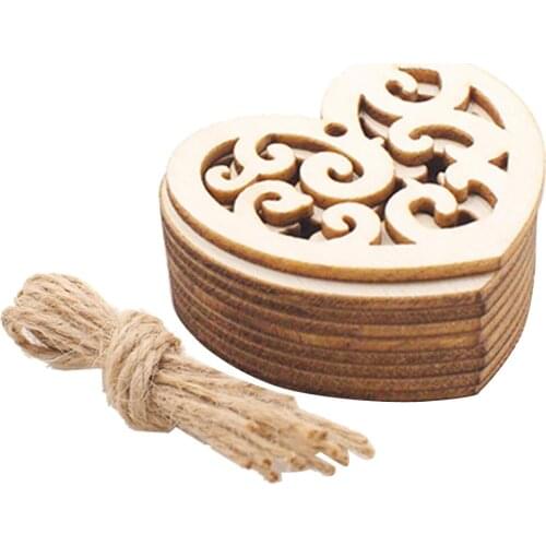 10pcs Personalised Heart Shape Wooden Hanging Slices Wedding Venue Decor