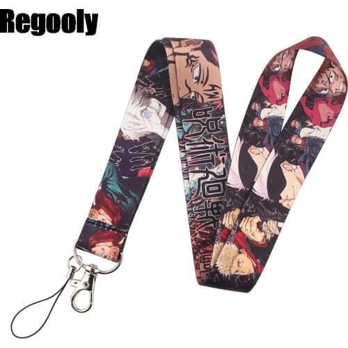 10pcs Jujutsu Kaisen Keychain Lanyards Id Badge Holder ID Card Pass Gym Mobile Phone Badge Holder Key Strap webbings ribbons