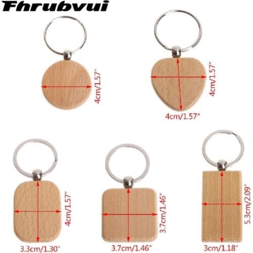 100 Blank Wooden Wooden Keychain Diy Wooden Keychain Key Tag Anti-Lost Wood Accessories Gift (Mixed)
