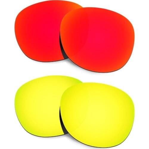2 Pairs HKUCO For Latch Sunglasses Polarized Replacement Lenses Red & 24K Gold Increase Clarity