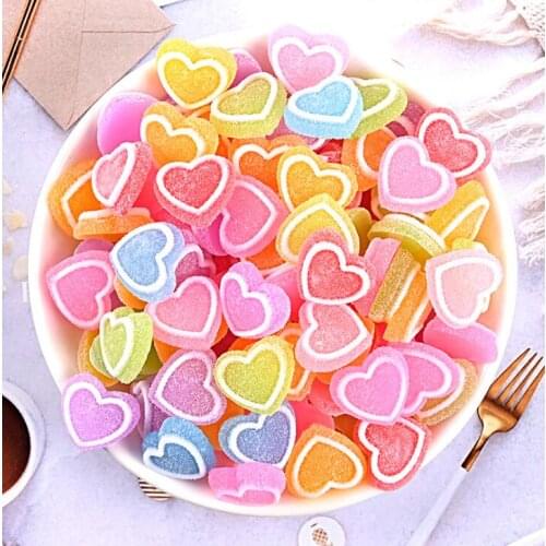 20pcs/lot Resin Cabochon Flatback Heart Shape Simulation Food DIY Scrapbooking Embellishment Decoration Craft