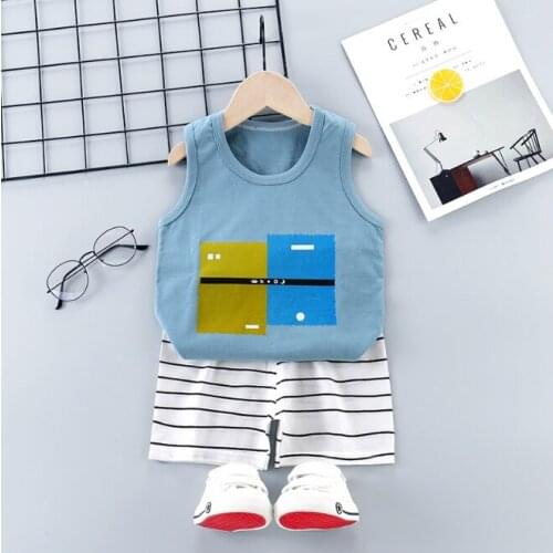 2020 Infant Clothes Toddler Children Summer Baby Boys Girls Clothing Set Children Sport Kid Suits Tracksuits Cotton Vest + Pants
