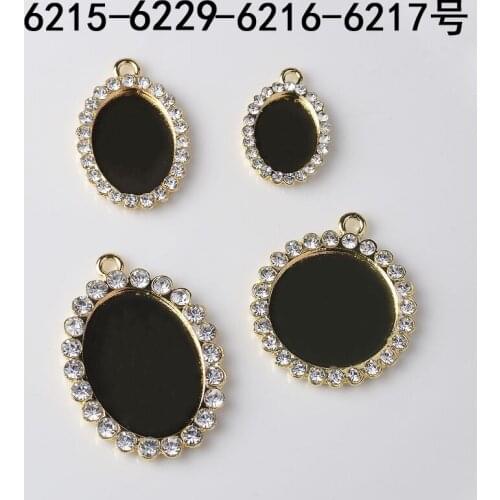 50pcs Gold Color Alloy Material Crystal Oval/Round Shape Charm pendant For Earring DIY Wedding Handmade Jewelry Making