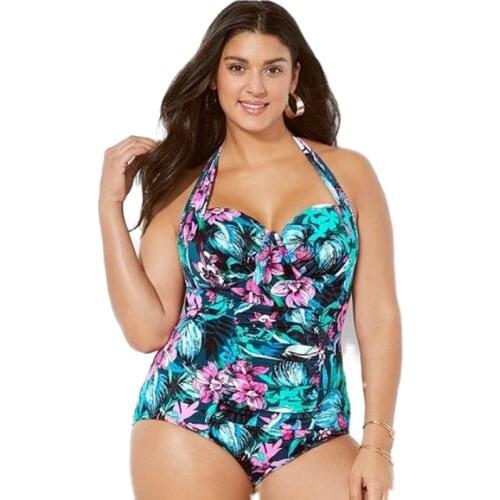 Large Size One-piece Swimsuit Sexy Printed Bikini Oversized Swimwear Women Sexy Bathing Suit Woman One Piece Plus Size Beachwear