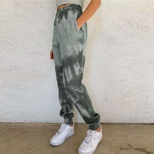 Tie-Dye Pants Women High-Waisted Cotton Trousers Fitness Sports Leisure Pants Printed Harem Pants Female Spring Autumn