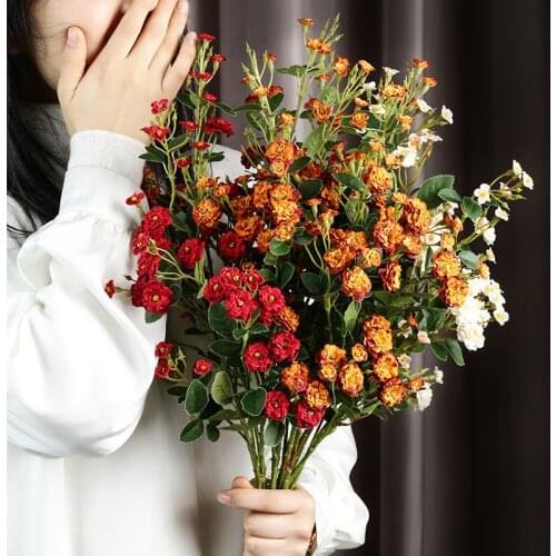 73CM artificial flower rosa multiflora silk bouquet living room dining table interior decoration flower arrangement ornaments