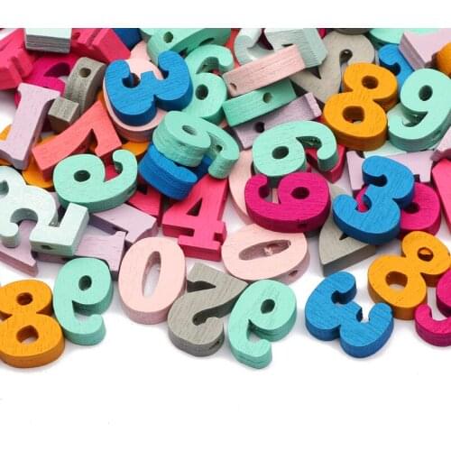 50-100pcs 7-16mm Mixed Colors Wooden Number Beads For Jewelry Making DIY Handmade Bracelet Necklace Loose Spacer Beads