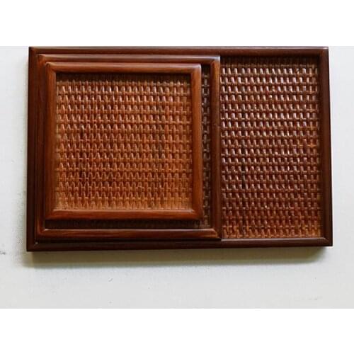 Hand-made Japanese style wooden tray wooden dish Rattan wood plate kitchen tool dinner ware woven square salad tray