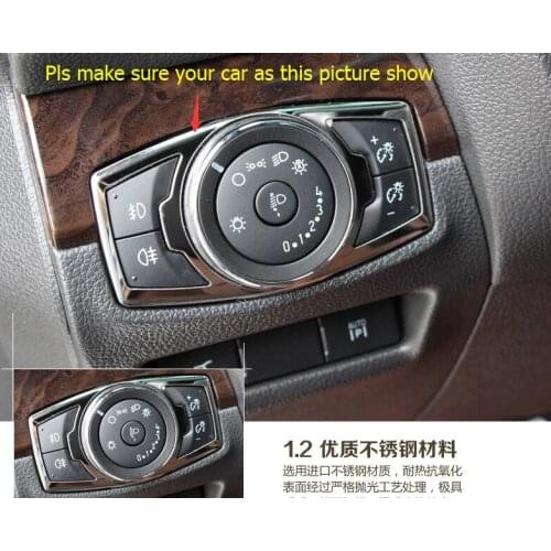 For Ford edge 2011-2013 Stainless Steel Head Light Lamp Switch Button Cover Trim 1pcs