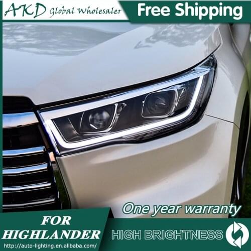Headlights For Toyota Highlander 2015-2017 Kluger DRL Day Running Light Head Lamp LED Bi Xenon Bulb Fog Lights Car Accessory
