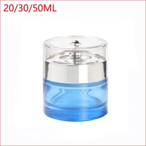 20g/30g/50g blue Cream Jar Refillable Bottles Cream Empty Small Travel Makeup Containers w silver cap 100pcs/lot