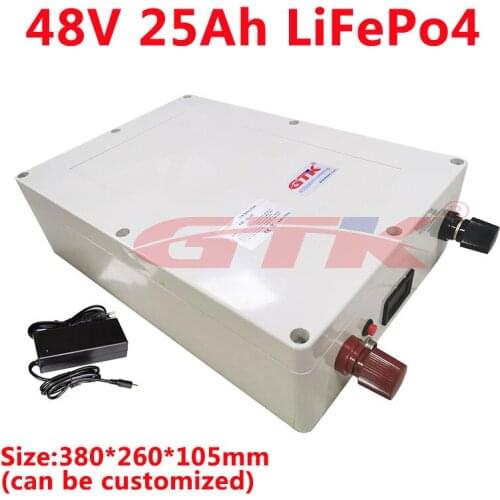 GTK portable 48V 25Ah lifepo4 battery built-in 16S lithium bms for 2000W motor Outdoor backup power supply+5A charger