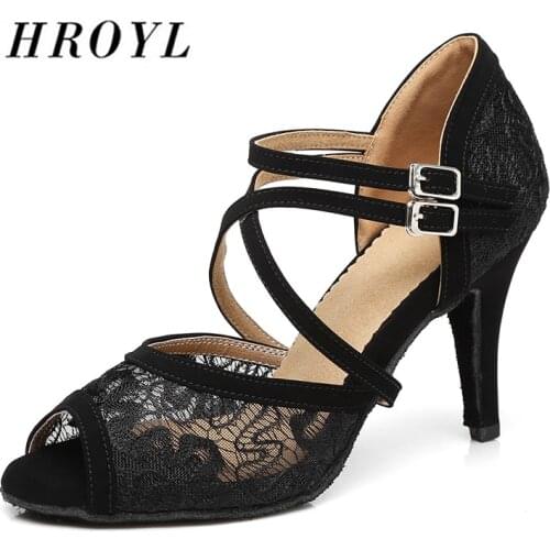 HROYL Latin dance shoes For Women Girls ladies Ballroom Tango Dancing Shoes Salsa Spike Thin Heels 10/8.5/7.5/6CM wholesale
