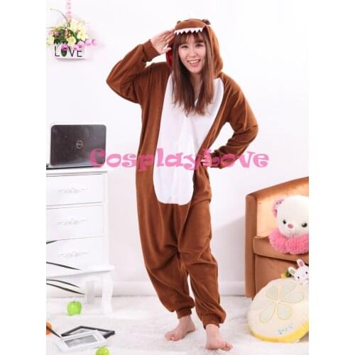 Brown Dinosaurs Pajamas Animal Cosplay Costume Kid Adult Pajamas Onesies Cartoon Sleepwear Sleepsuit