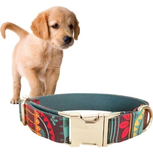 Legendog Pet Special Ethnic Print Handmake Dog Collars Soft Touch THE MAYA Self-Created Dog Collar Boho Style Cat Necktie