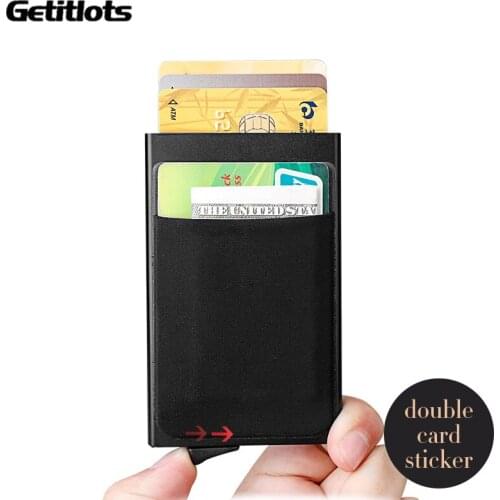 Hot Sale Design Card Holder Wallet Double Aluminum Elasticity Back Pouch ID Credit Card Holder RFID Mini Purse Pop Up Card Case