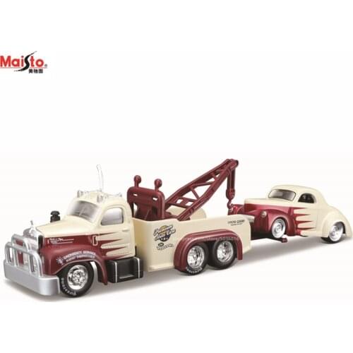 Maisto 1:64 1953 Mack B-61 Tow Truck 1941 Willys Design elite transport Die-casting car model collection gift toy
