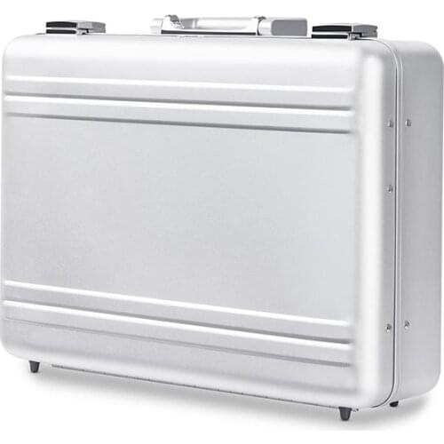 Mens Business Bag Metal Briefcase to Keep Valuables Designer Briefcase 15 Inch Laptop Briefcase Silver Case