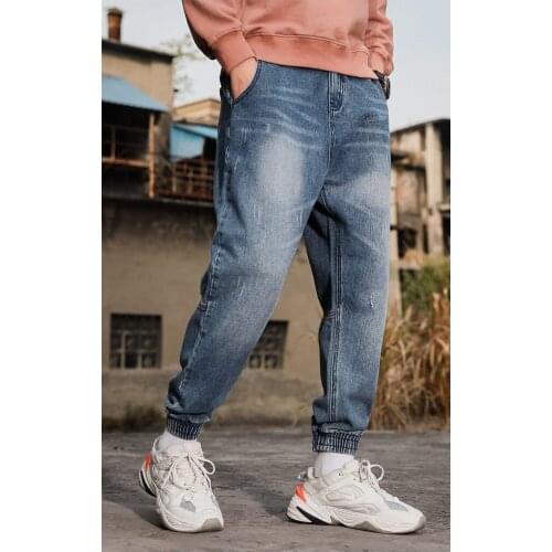 Obrix Male Casual Shortened Length Jeans Mid Waist Ankle Lenght Trendy Young Style Jeans For Men