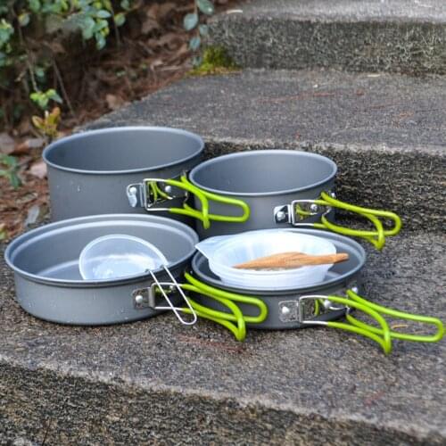 Camping Cookware Kit Lightweight Folding Nonstick Cooking Pot Bowl Plate