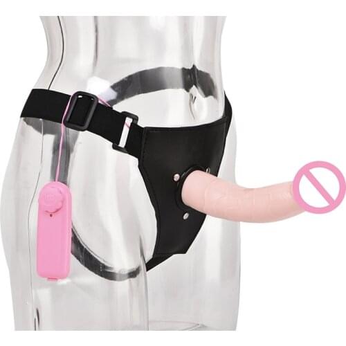 Wearable Vibrating Dildo Artificial Soft Penis Strap On Dildo Vibrator Anal Gay Lesbian Masturbation Sex Toys Adult Couples