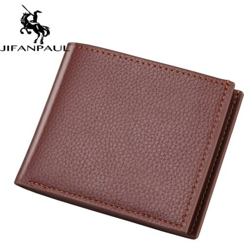 JIFANPAUL 2020 new mens short wallet business ticket wallet wallet solid color wallet ultra-thin mens wallet