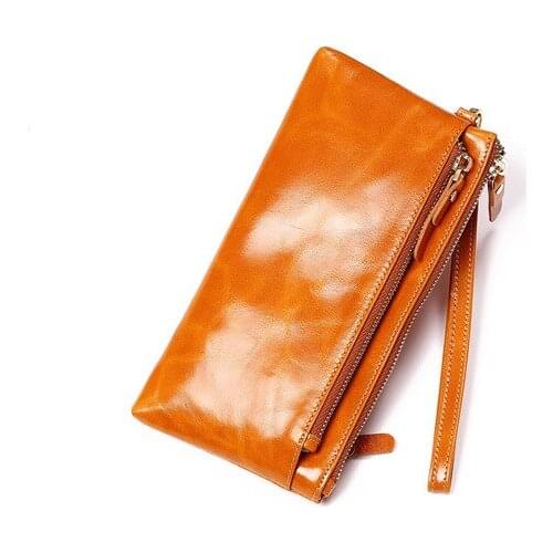 OUSSON Multi-Color Fashionable Casual Large Capacity Cash And Card Bag Soft Leather Women Long Wallet