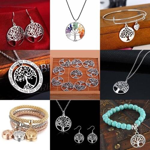 Tree of Life Round Small Pendant Charm Necklace Gold Colors Elegant Women Girls Jewelry Christmas Gifts Wedding Gifts Hot