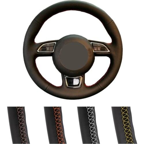 Customized Car Steering Wheel Cover For Audi A3 A4 A5 A6 A7 Allroad RS7 2014-2015 S6 S7 2013-2018 S8 Fiber Leather Steering Wrap